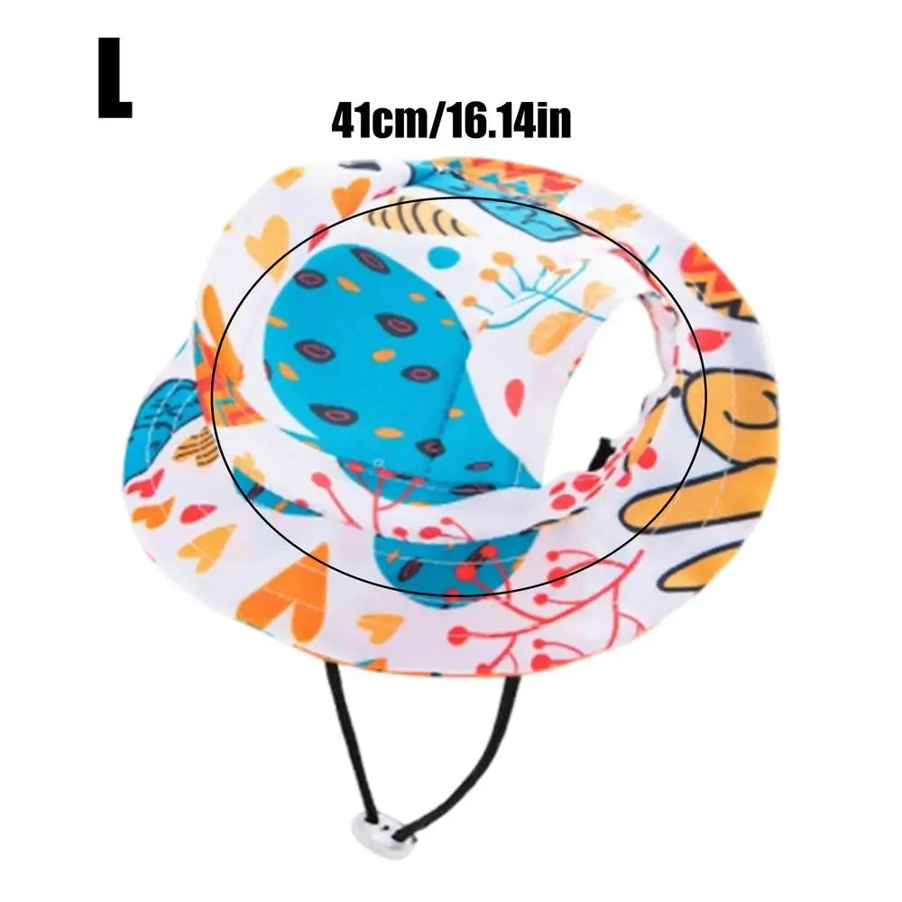 Pet Sun Hat with Ear Holes – Cat & Dog Round Brim Summer Cap Pet Sun Hat Axl L