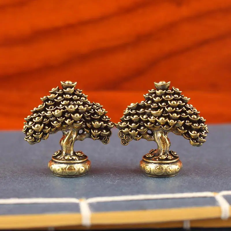 Brass Fortune Money Tree Figurine – Feng Shui Desktop Decor Brass Figurine Sculpture Axl