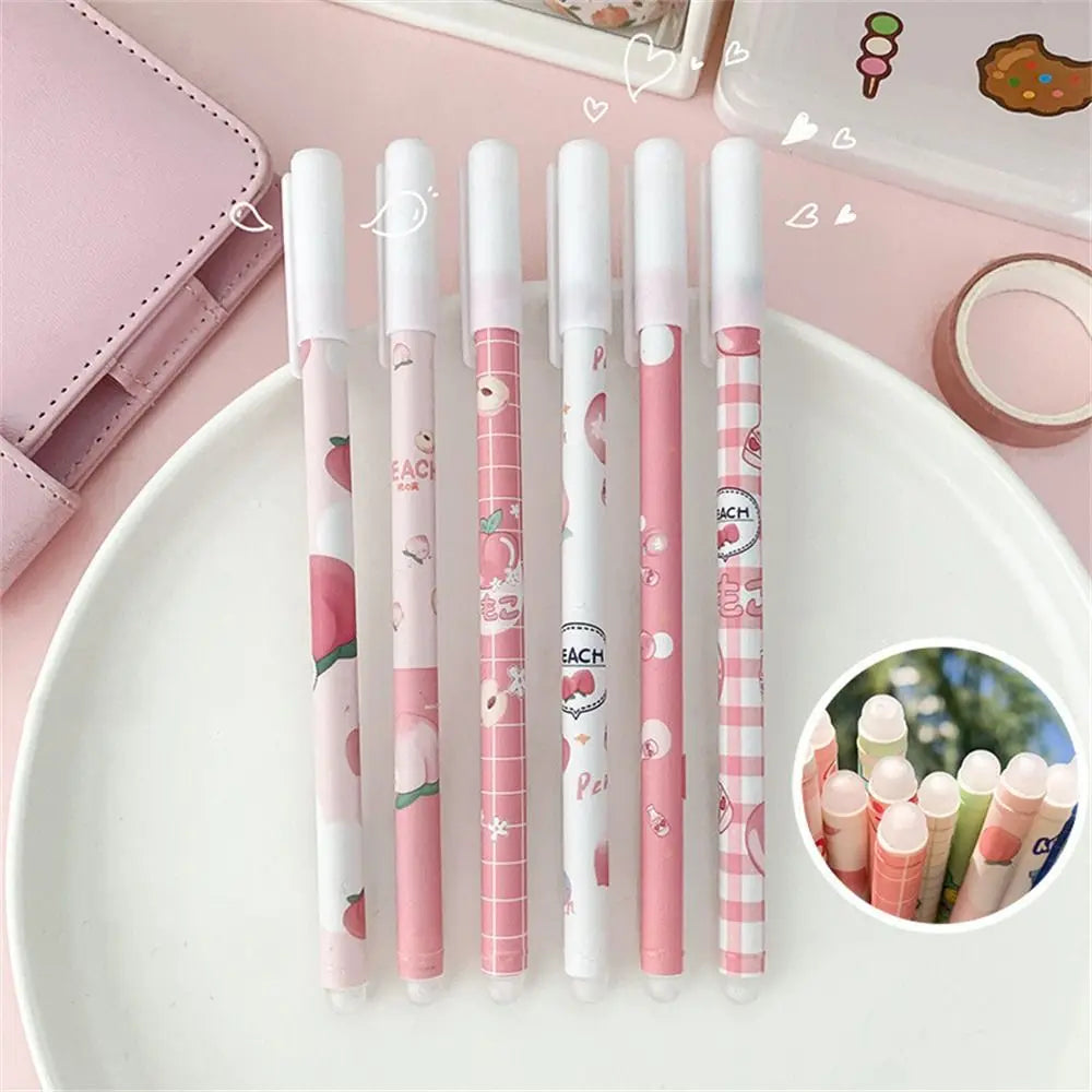 Kawaii Erasable Gel Pen 0.5mm Blue Ink – Cartoon Student Pen Erasable Gel Pen Axl peach random 1pc