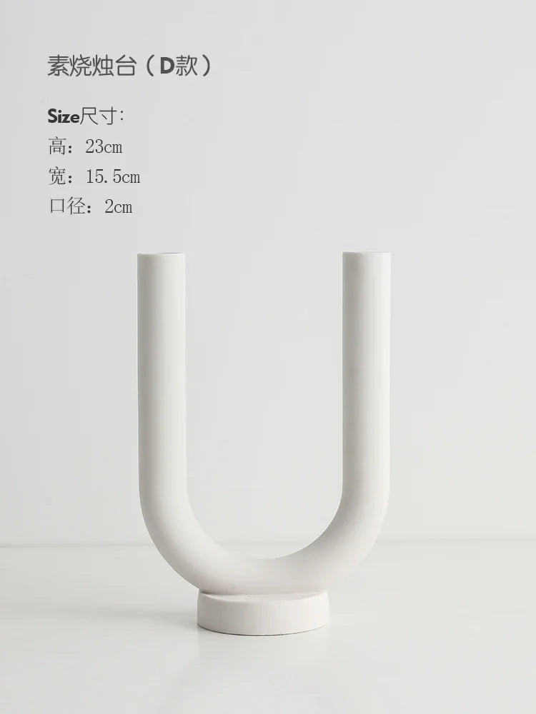 Nordic Ceramic Candle Holder – White Minimalist Candlestick Ceramic Candle Holder Axl D