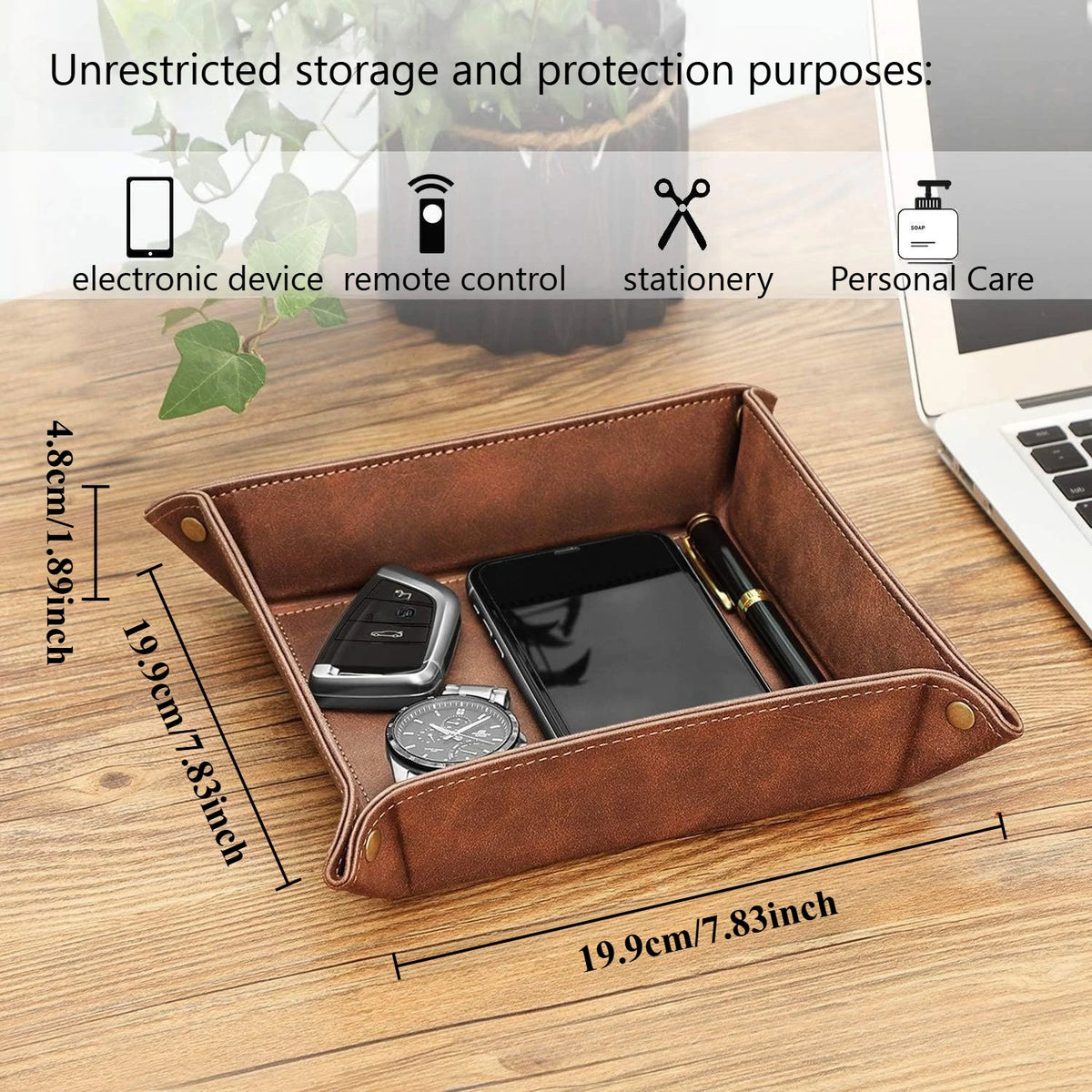 Foldable PU Leather Desktop Storage Box & Desk Organizer Leather Desk Organizer Axl