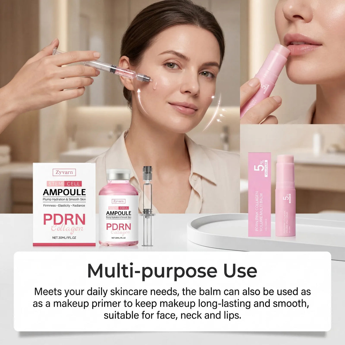 PDRN Collagen Ampoule & Plumping Balm Set – Hydrating Skincare Skincare Ampoule Set Axl
