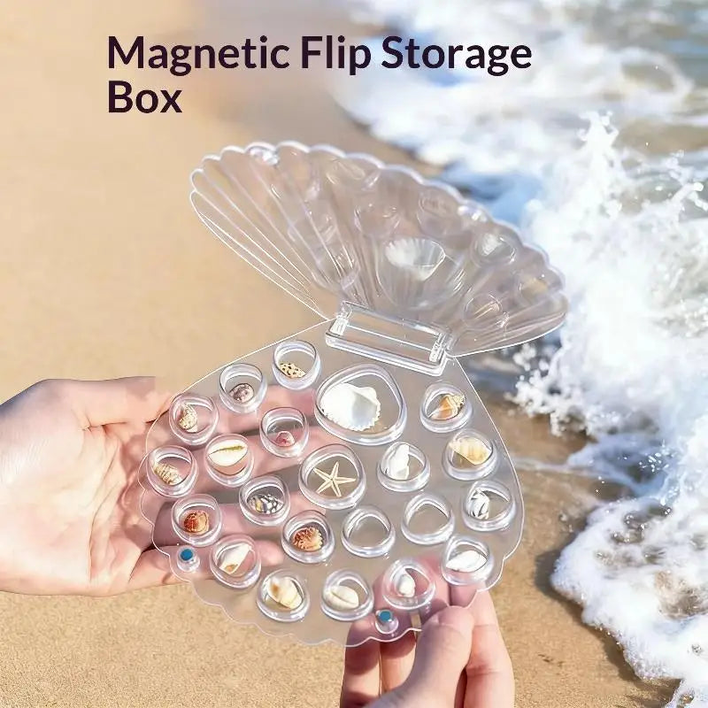 Clear Acrylic Seashell Display Box – Magnetic Shell Organizer Display Storage Box Axl