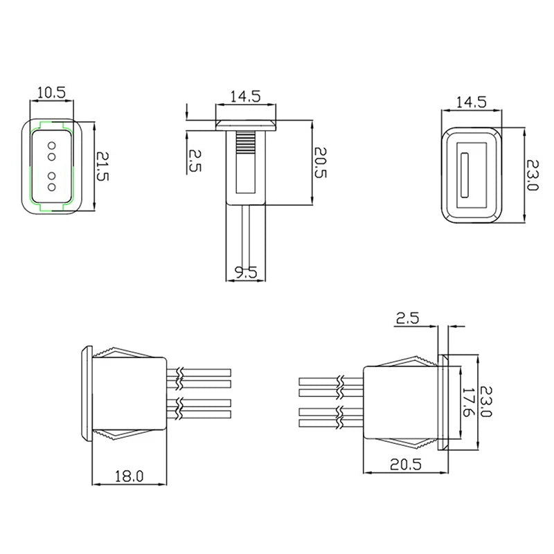 USB 2.0 Female Charging Port Connector with Cable & Socket USB Connector Axl