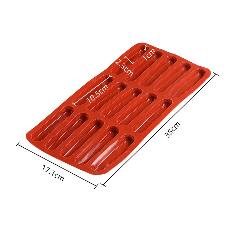 Silicone Finger Cookie Mold – 15-Cavity Non-Stick Ladyfinger Baking Silicone Baking Mold Axl red