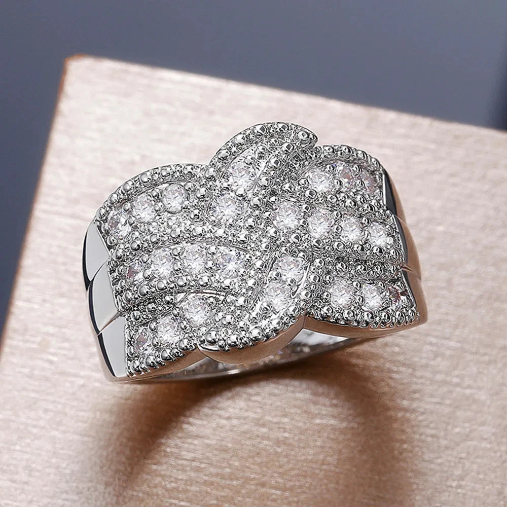 Huitan Women's Cubic Zirconia Pave Wedding Band Ring Fashion Ring Axl F1395 9
