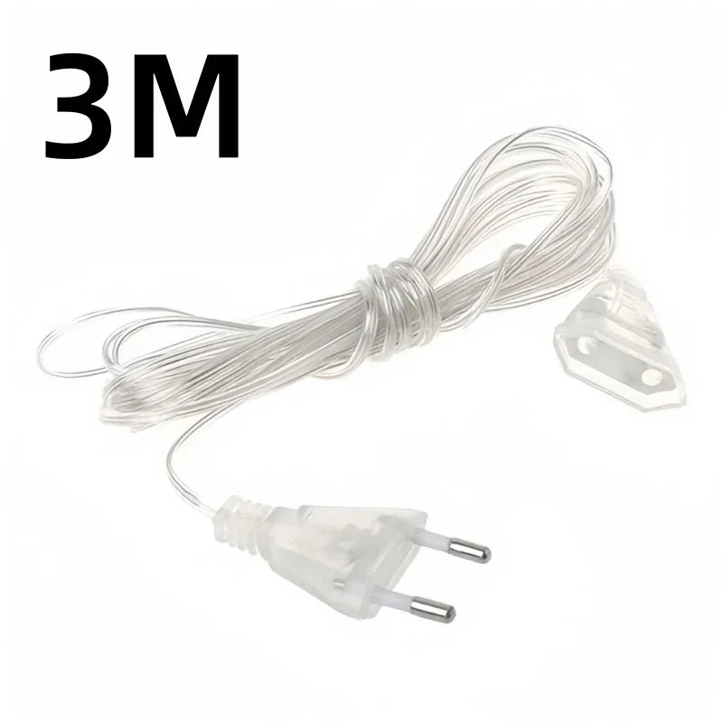 Transparent EU Plug Extension Cord for Fairy & LED String Lights Extension Cord Axl 3M