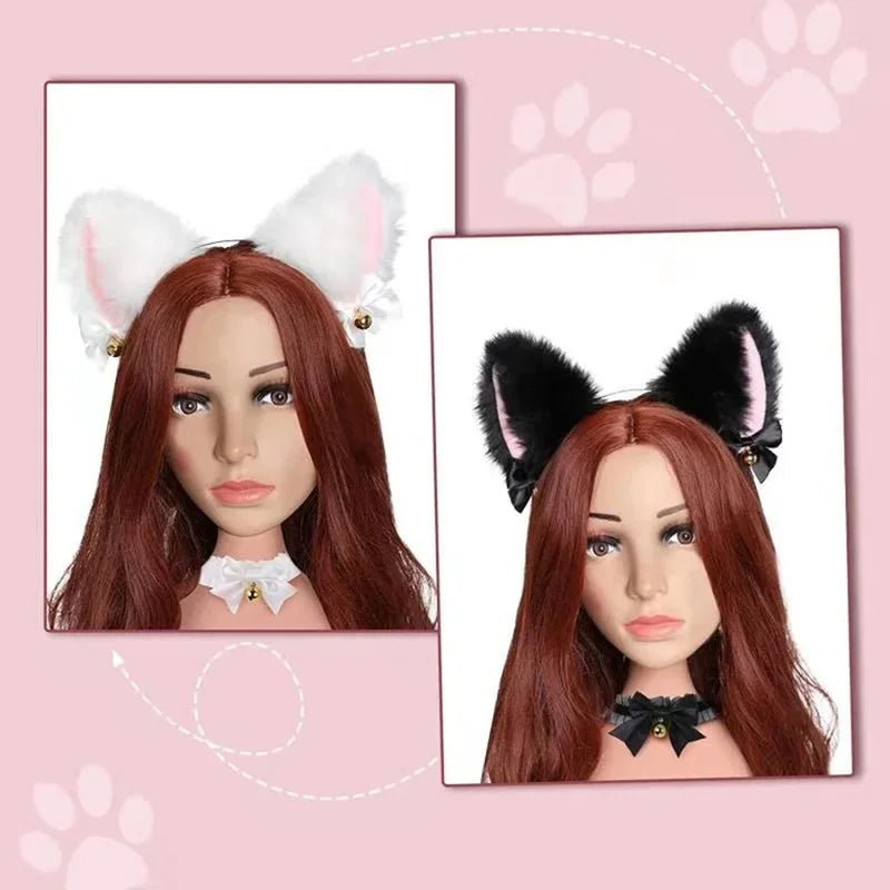 Cat Ear Headband & Bow Tie Necklace Set – Cosplay Costume Costume Headband Set Axl