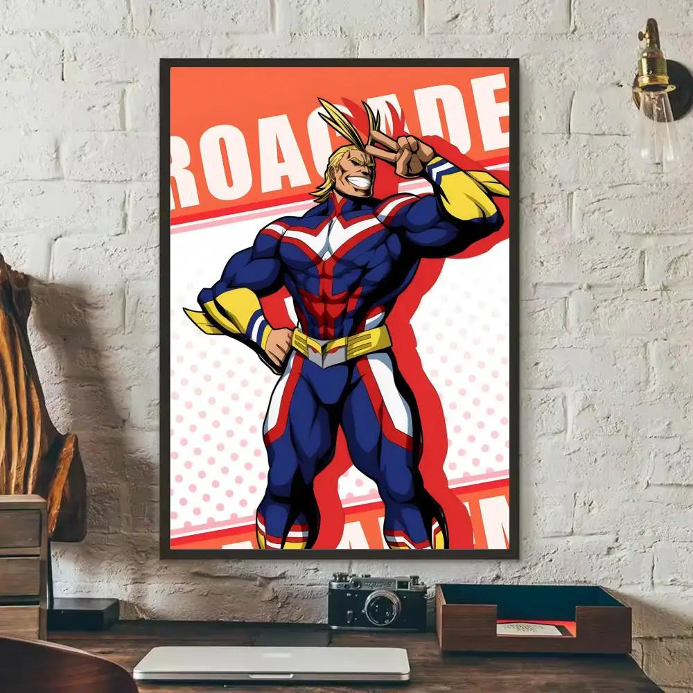 My Hero Academia All Might Removable Wall Sticker Poster Anime Wall Decal Axl Black25 30X40cmNoframe