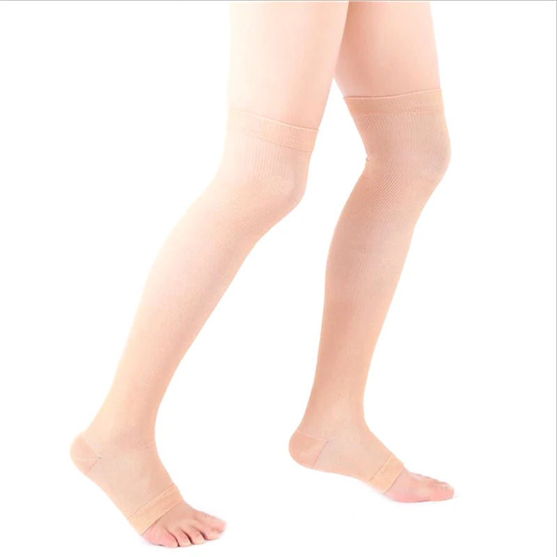 Thigh High Open Toe Compression Stockings – Men & Women Thigh High Stockings Axl Nude