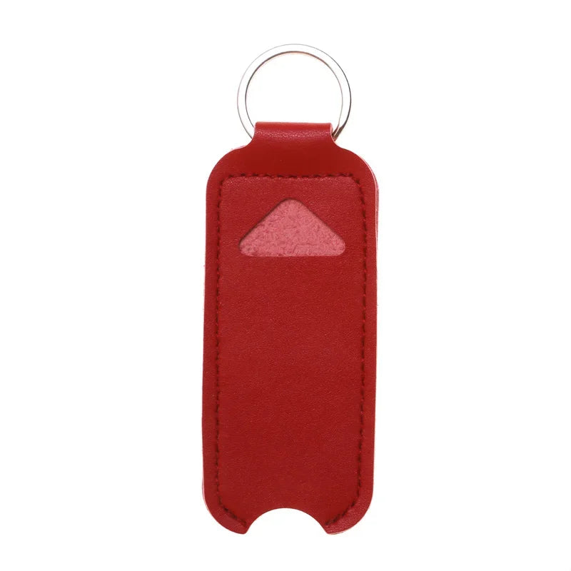 PU Leather Lipstick Holder Keychain – Portable Cosmetic Case Lipstick Organizer Case Axl red