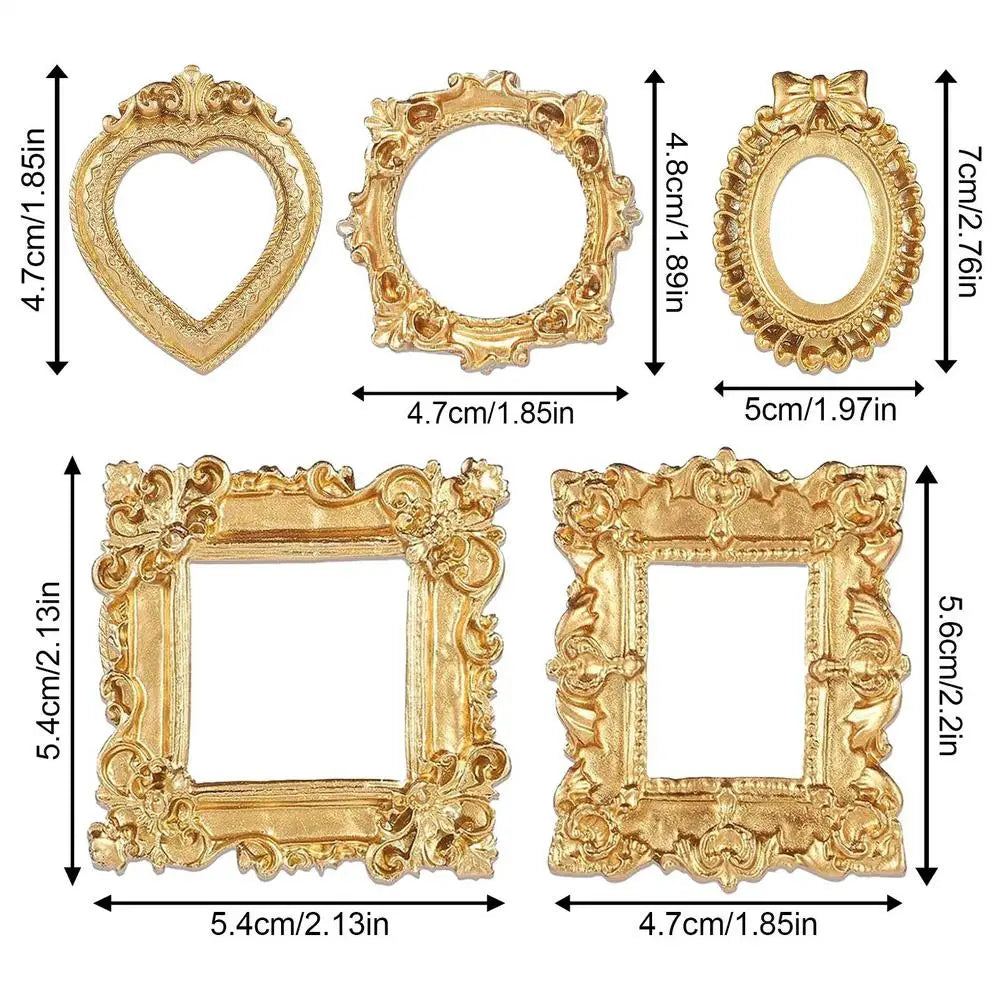5-Piece Mini Gold Shadow Box Photo Frames – DIY Display Set Photo Display Frames Axl dark gold
