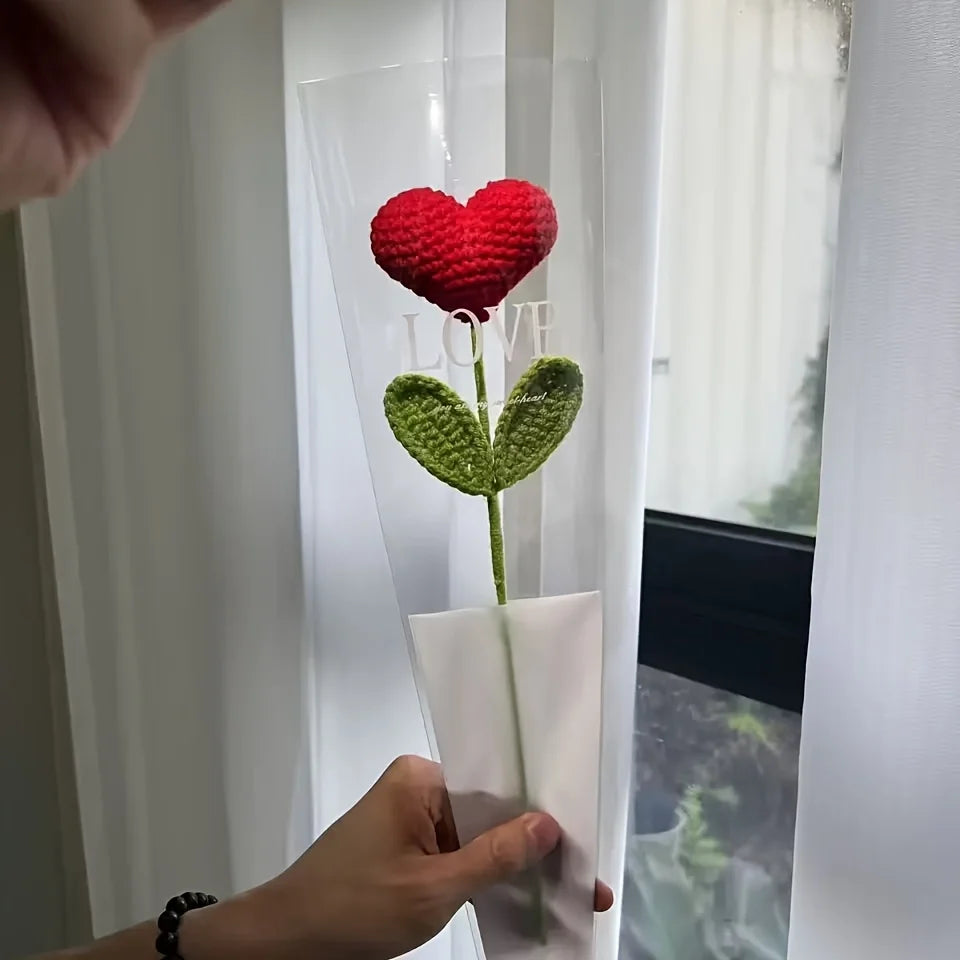 Handmade Crochet Heart Bouquet – Yarn Rose Flowers Gift Crochet Flower Bouquet Axl