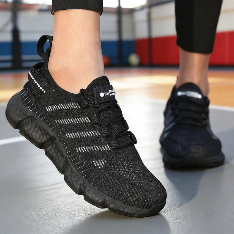 AZGB Knitted Mesh Lightweight Running Shoes – Unisex Sneakers Mesh Running Shoes Axl All black 43