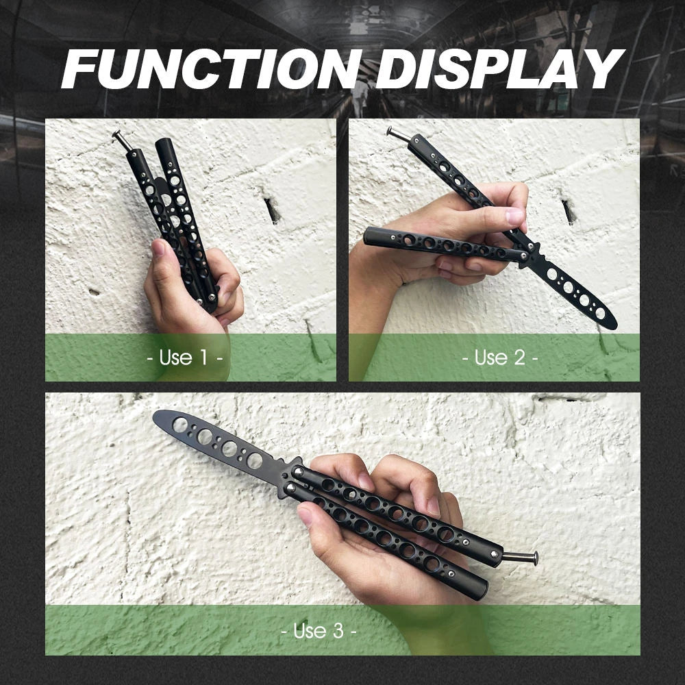 Butterfly Knife Trainer – Foldable Stainless Steel Practice Tool Butterfly Knife Trainer Axl