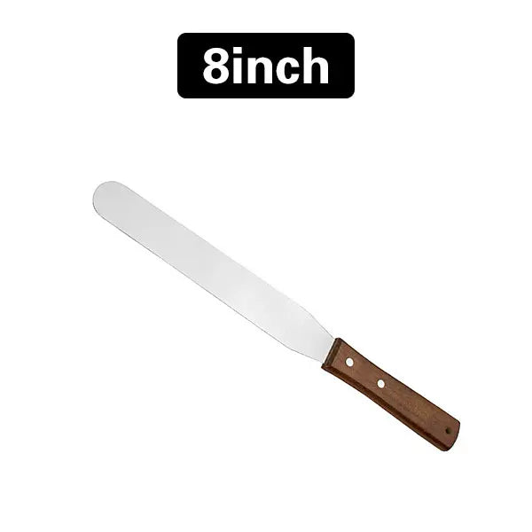 Cake Icing Spatula Set – 5 Sizes Stainless Steel Wood Handle Cake Icing Spatula Axl Stright-8inch