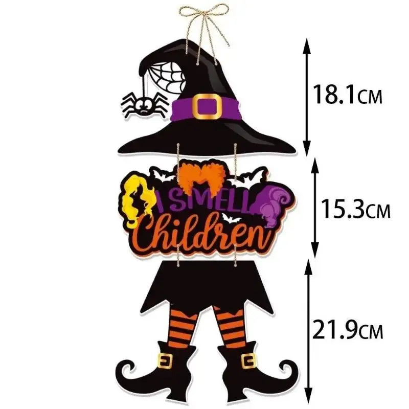 Halloween Hanging Door Sign – Ghost Pumpkin Witch Bat Decor Halloween Door Sign Axl