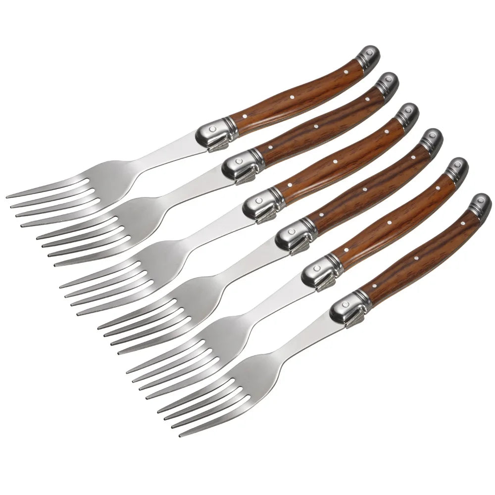 Laguiole Steak Knives & Forks Set – Stainless Steel Cutlery Steak Knife Set Axl 6 PCS Dinner fork