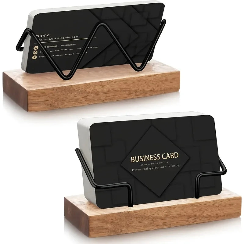 Wood Business Card Holder for Desk – Wooden Display Stand Business Card Holder Axl