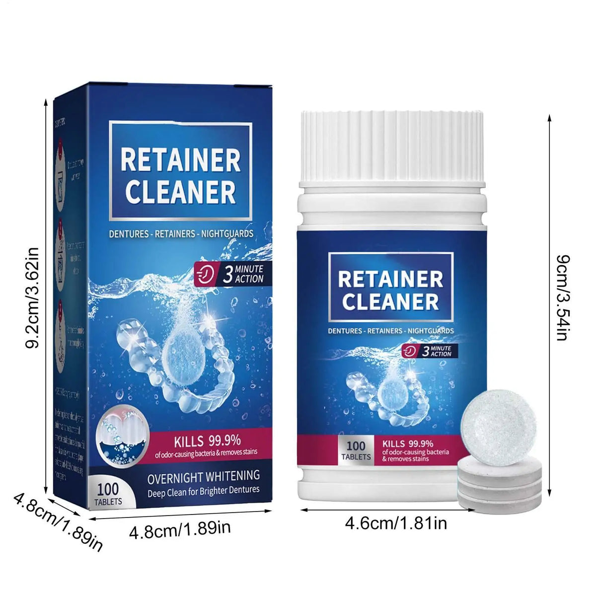 Denture Cleaning Tablets 100 Pack – Retainer & False Tooth Cleanser Denture Cleanser Tablets Axl
