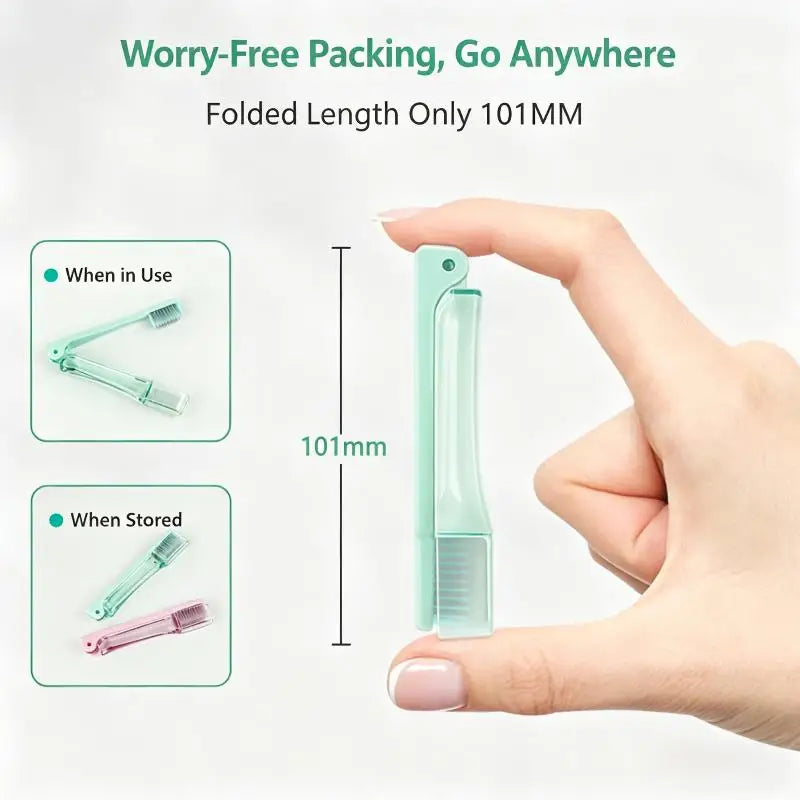 Portable Folding Travel Toothbrush – Soft Bristles, Compact Travel Toothbrush Axl