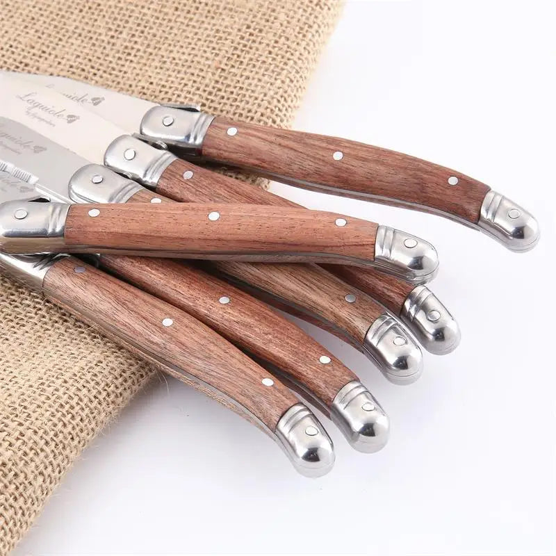 Laguiole-Style Steak Knife & Fork Set – Wood Handle 6 Pc Steak Knife Set Axl