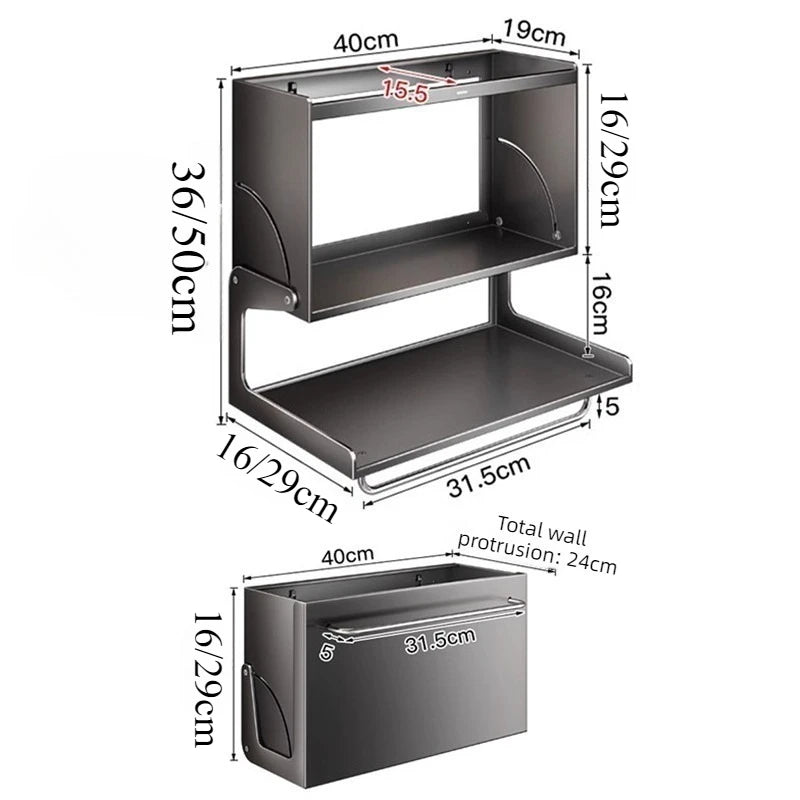 Suspended Kitchen Spice Rack – Adjustable Stainless Steel Shelf Kitchen Storage Rack Axl