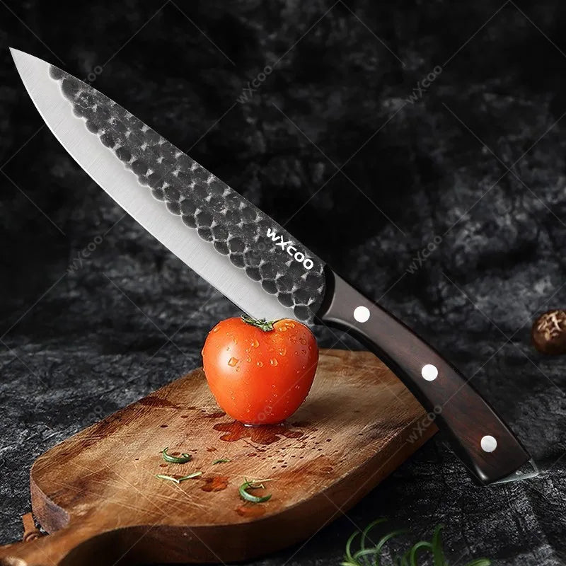 WXCOO Chef Knife & Peeler Set – Stainless Steel Wood Handle Chef Knife Set Axl