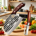 WXCOO Stainless Steel Chef Cleaver & Peeler Set | Wood Handle Chef Cleaver Set Axl 2PCS