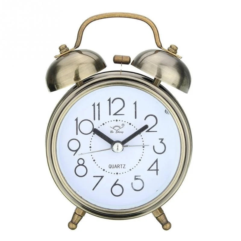 Vintage Retro Dual Bell Alarm Clock – Silent & Night Light Retro Alarm Clock Axl bronze
