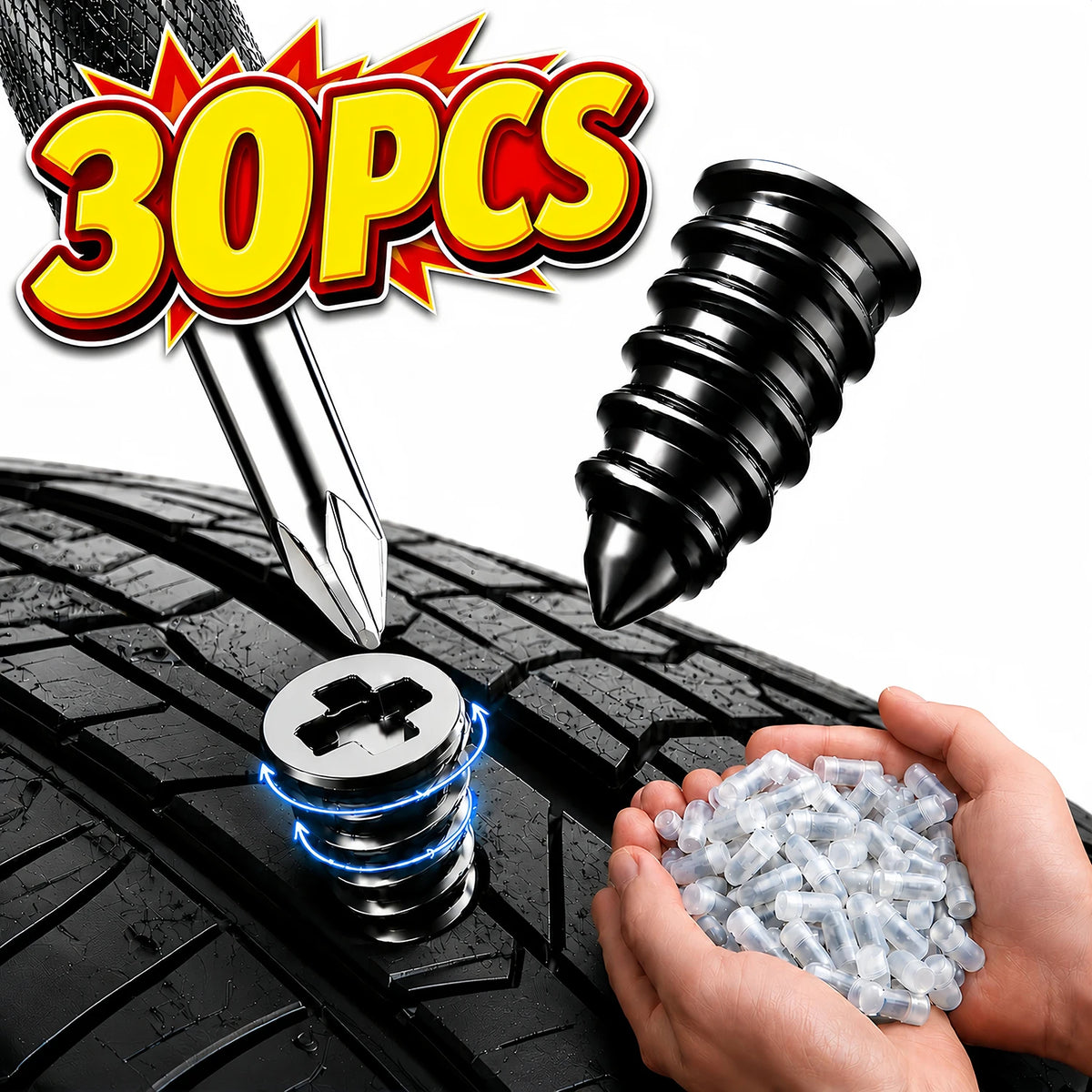 Tire Repair Rubber Nails 10/20/30 Pcs – Puncture Fix Kit Tire Repair Kit Axl