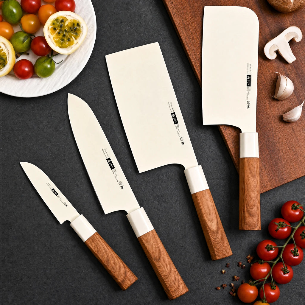 PLYS Ceramic Chef Knife Set – Sharp Blade & Wooden Handle Ceramic Chef Knife Axl