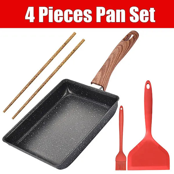 Tamagoyaki Pan – Nonstick Rectangle Japanese Omelette Skillet Omelette Pan Axl 4 Pieces Pan Set