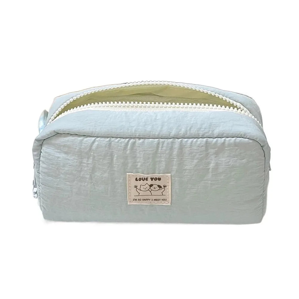 Portable Canvas Pencil Case – Zipper Stationery Organizer Bag Pencil Case Axl Blue
