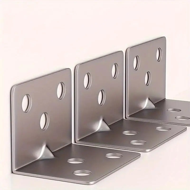 10-Pack Stainless Steel 90° L Corner Brackets for Shelves & Furniture Corner Brackets Axl