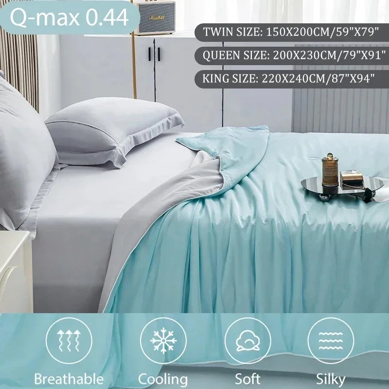 Ice Silk Cooling Blanket – Lightweight Summer Comforter Twin & King Cooling Blanket Axl