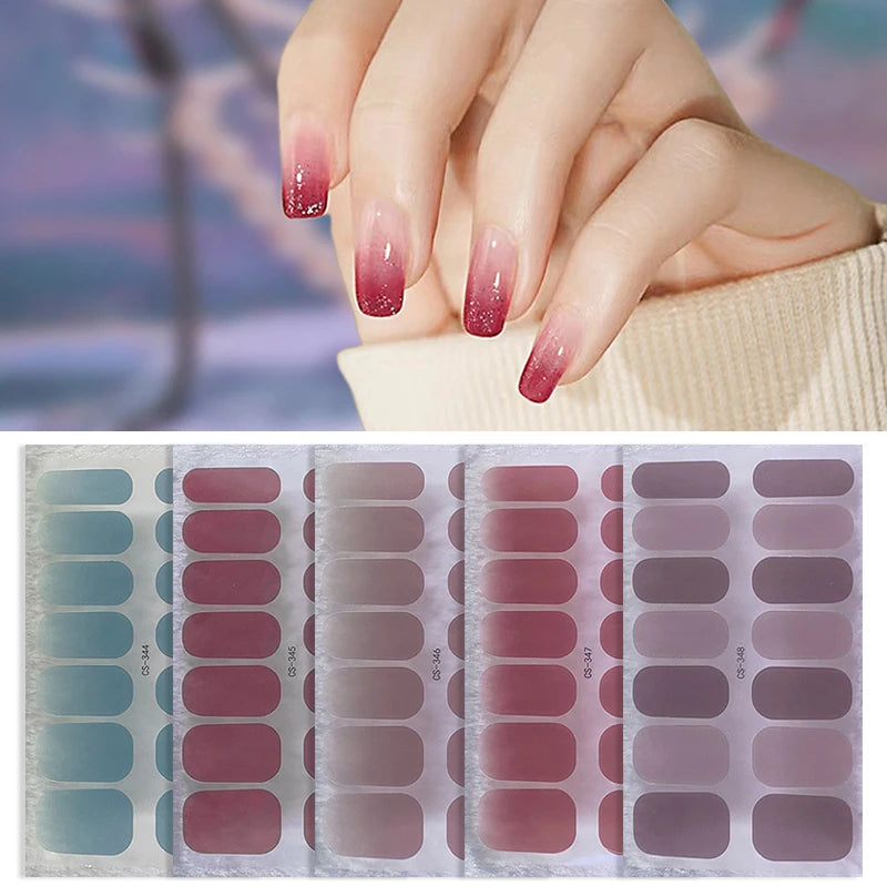 Waterproof Full Cover Nail Wraps – No-Lamp Nail Stickers 14pc Nail Art Wraps Axl