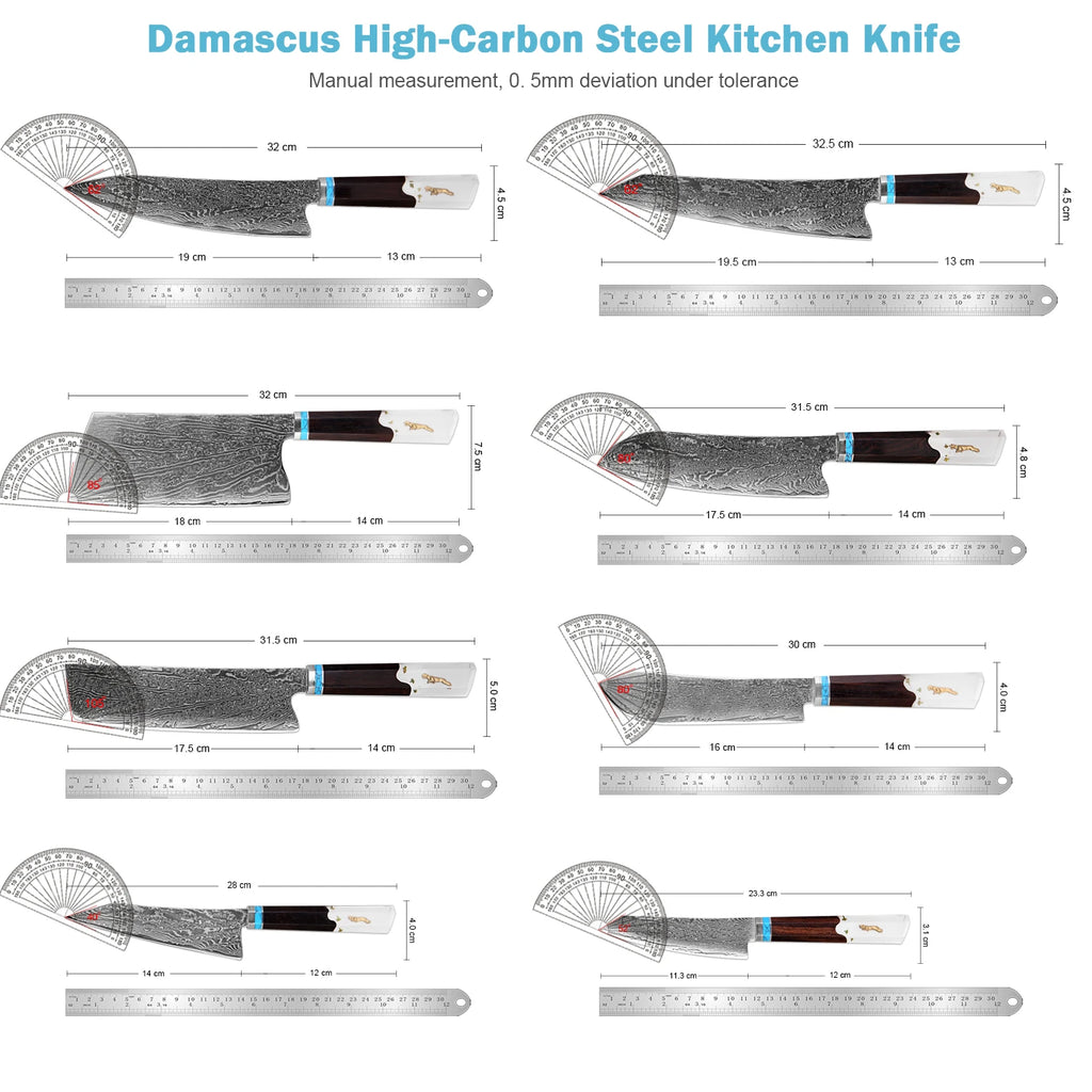 XITUO 8-Pc Damascus Steel Chef Knife Set | Resin Handle Chef Knife Set Axl