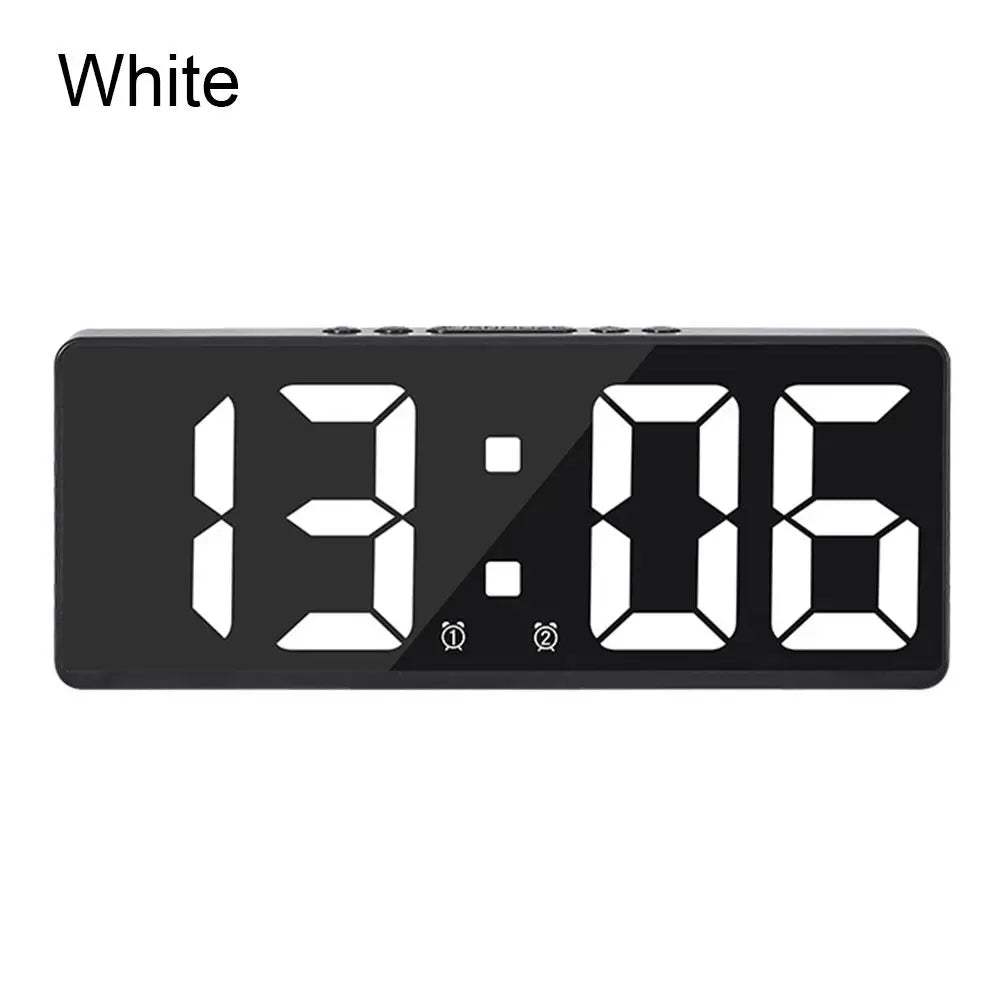 Voice Control LED Digital Alarm Clock with Temperature Display LED Alarm Clock Axl White