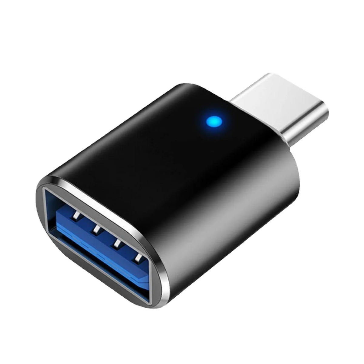 USB-C to USB-A OTG Adapter with LED | Type-C Converter USB OTG Adapter Axl black
