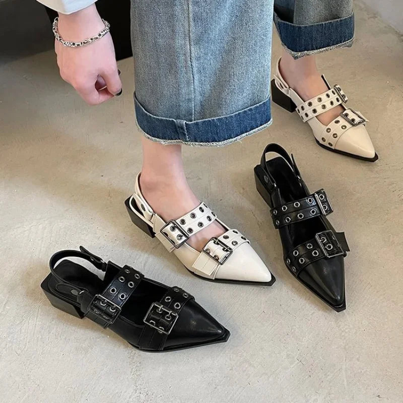 Women's Pointed Toe Rivet Ballet Sandals – Summer Flats 2025 Women's Sandals Axl