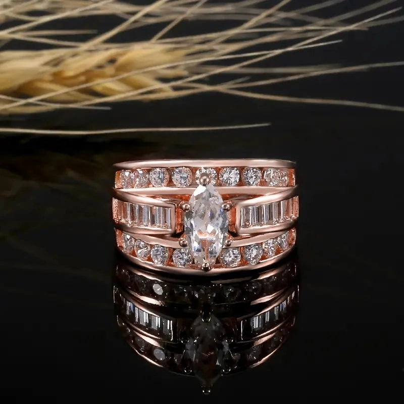Huitan Marquise Cubic Zirconia Ring – Women's Fashion Band Fashion Ring Axl