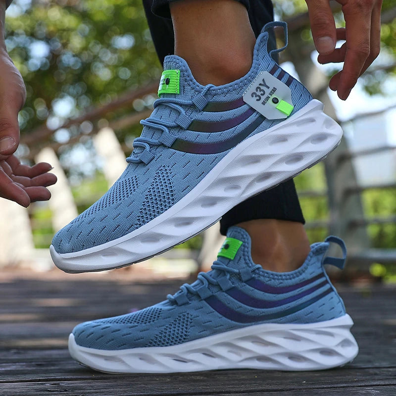 Men's Color Shift Stripe Sneakers | Lightweight Running Shoes Men's Sneakers Axl