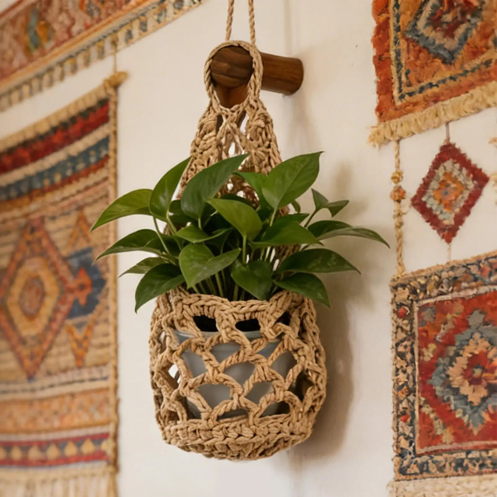 Macrame Plant Hanger – Boho Woven Cotton Hanging Planter Macrame Plant Hanger Axl