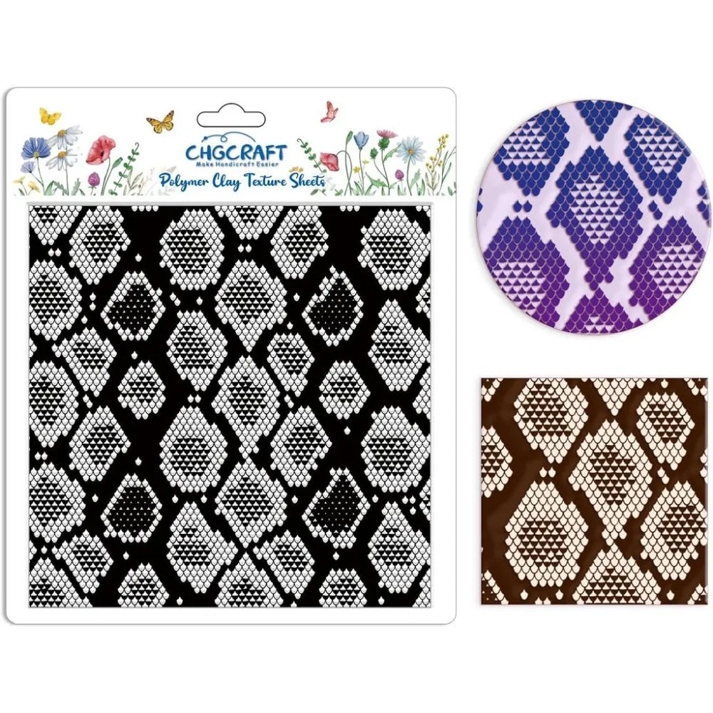 Snakeskin Polymer Clay Texture Sheet – 5.5" DIY Stamp Mat Clay Texture Stamp Axl AECH04-19323