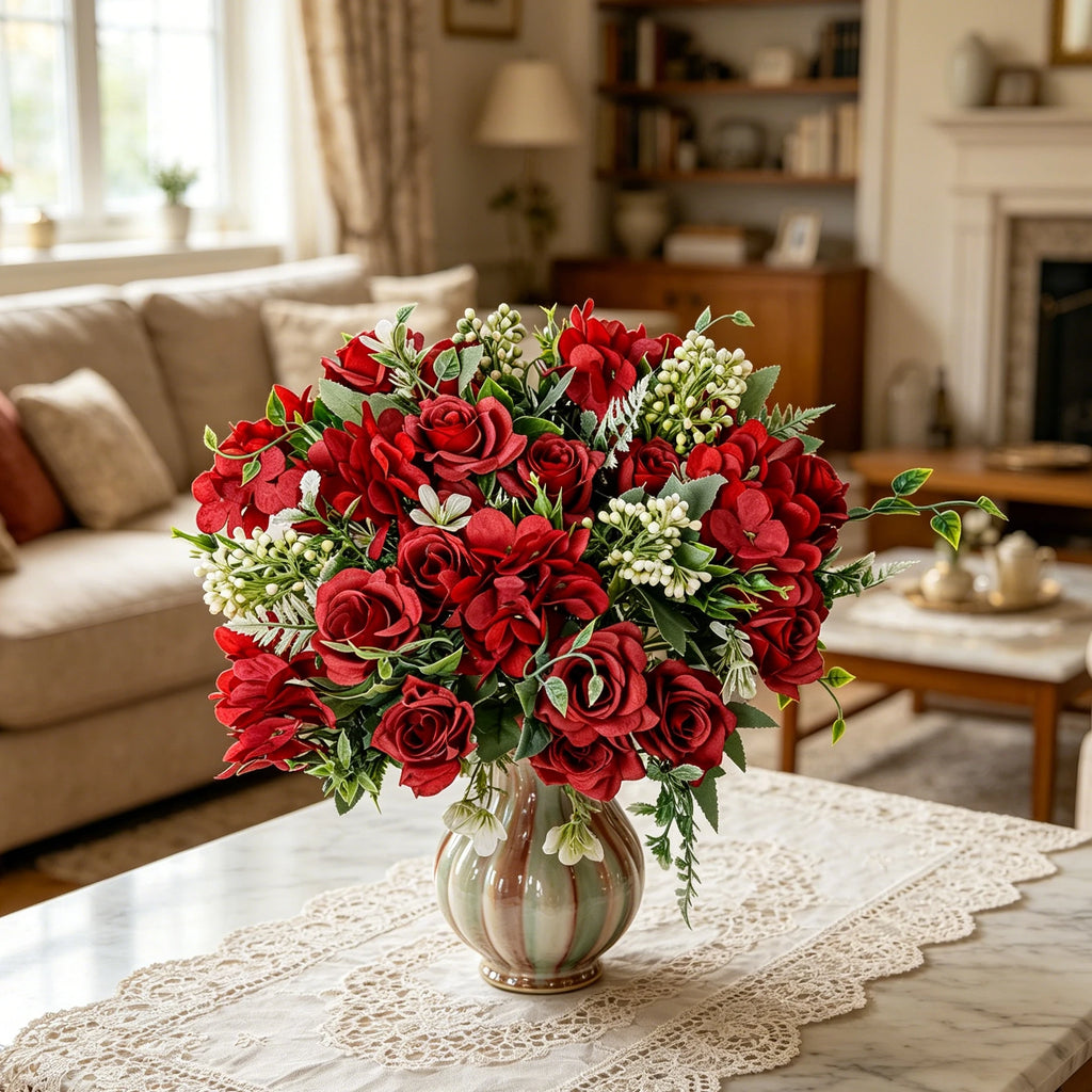 Silk Gardenia Hydrangea Artificial Flowers – Wedding & Home Décor Artificial Flower Bouquet Axl