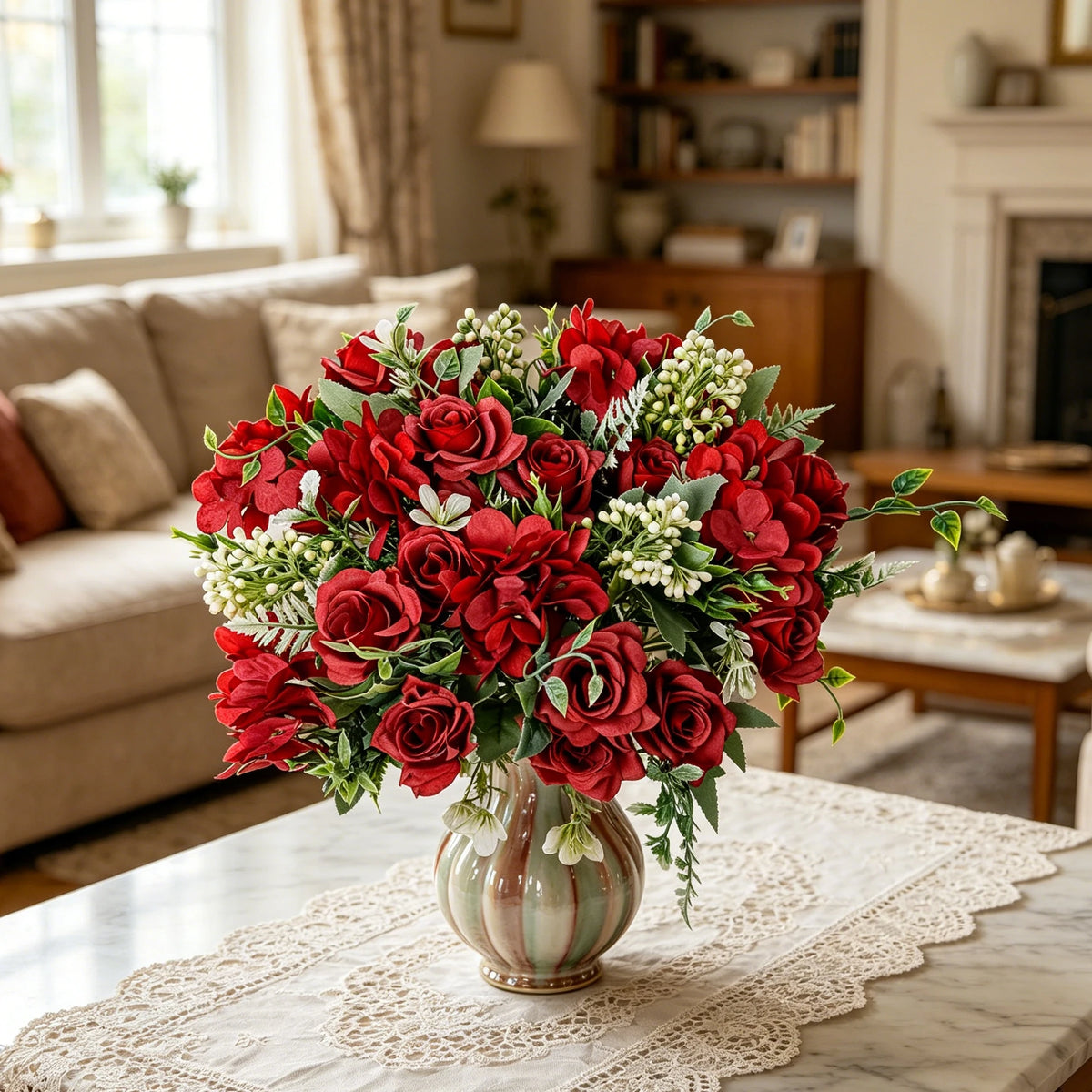 Silk Gardenia Hydrangea Artificial Flowers – Wedding & Home Décor Artificial Flower Bouquet Axl