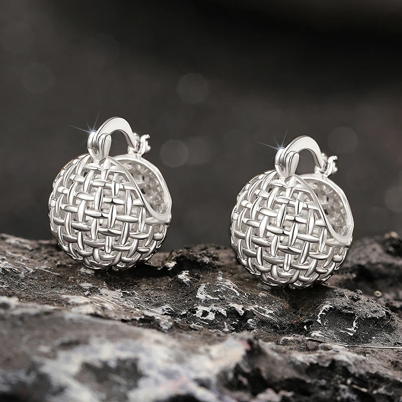 Huitan Metal Ball Hoop Earrings – Silver & Gold | Fashion Jewelry Hoop Earrings Axl