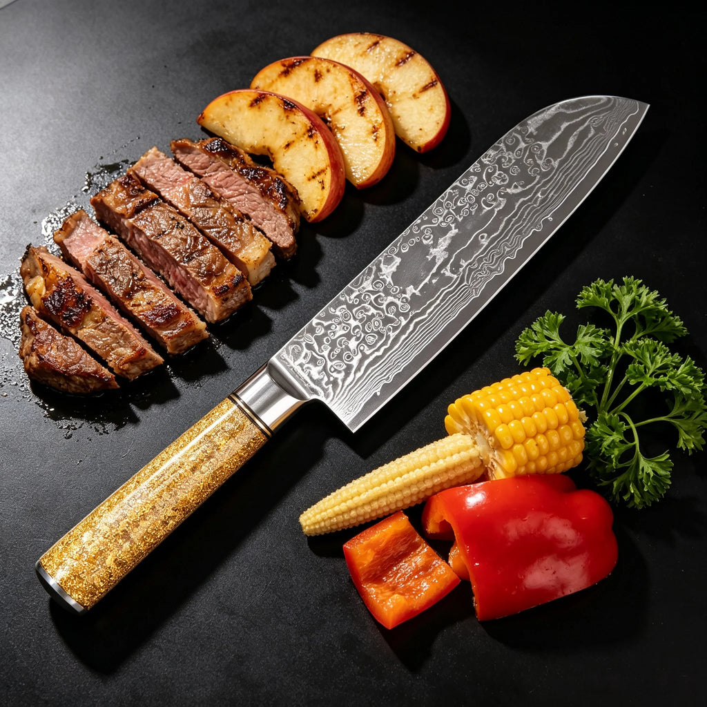67-Layer Damascus Steel Santoku Knife | Sharp Chef Knife Damascus Santoku Knife Axl