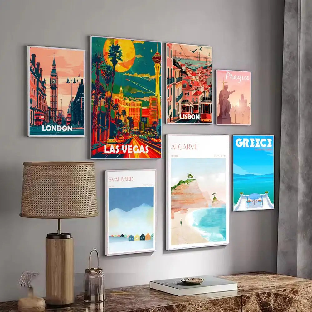 Famous City Scenery Minimalist Wall Art Poster Stickers Wall Art Sticker Axl